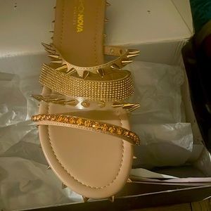Gold spike sandals